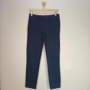 Tommy Hilfiger Hampton Chinos Stretch Slim Womens Pants Size 2 Navy Blue Flowers